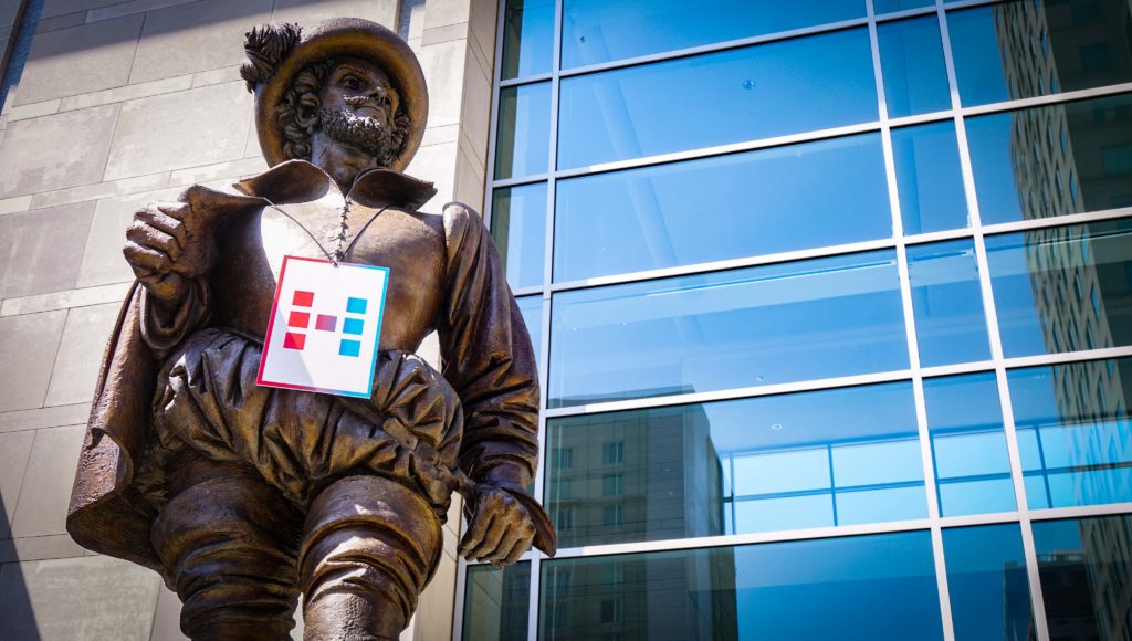 Sir Walter Raleigh with a Hopscotch badge